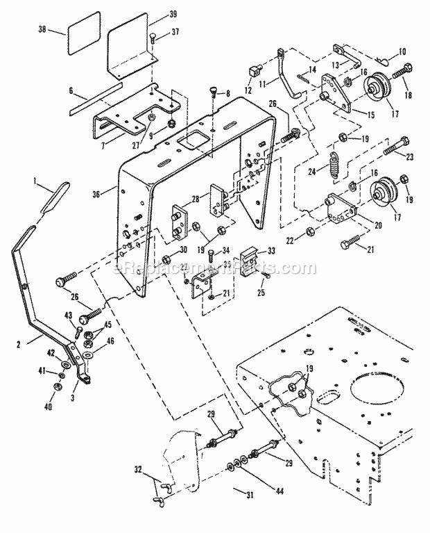 Snapper SPL160BV 16 Hp Pro Gear Drive Loop Handle Mid Size Series 0 Tank Bracket Assembly Diagram