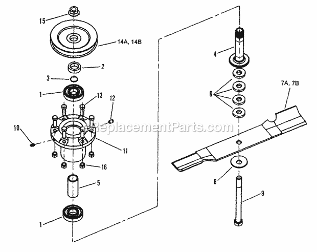 Snapper SPL160BV 16 Hp Pro Gear Drive Loop Handle Mid Size Series 0 Cutter Housing Assembly Diagram