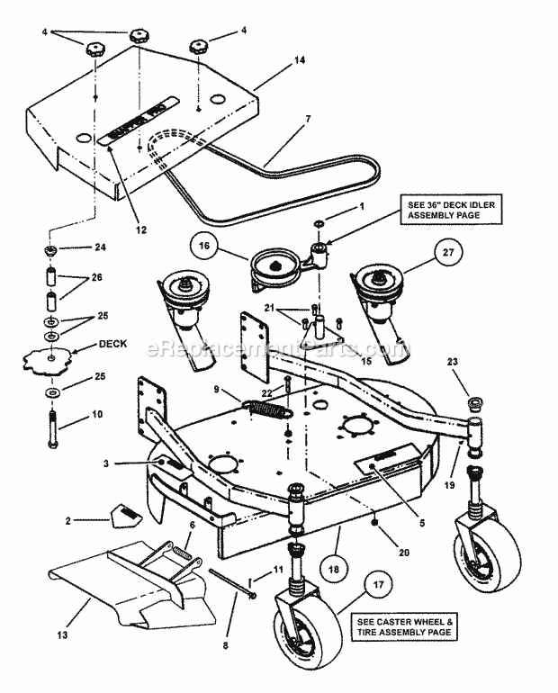 Snapper SPLH141KWE (84396) 14 Hp Pro Hydro Loop Handle Mid Size Series 1 36 Mower Deck Assembly (Fixed Height) Diagram