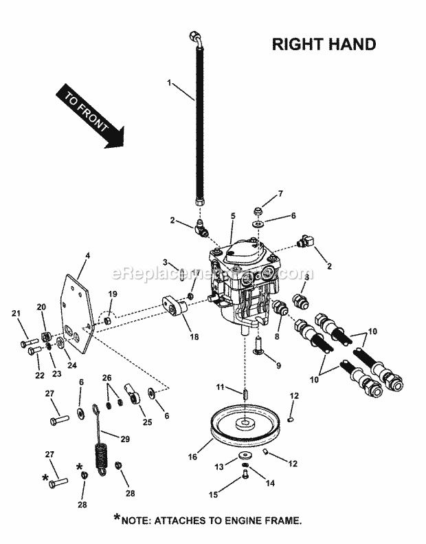 Snapper SPLH173KW (7082436) 17 Hp Pro Hydro Loop Handle Mid Size Series 3 Rh Pump Assembly Diagram