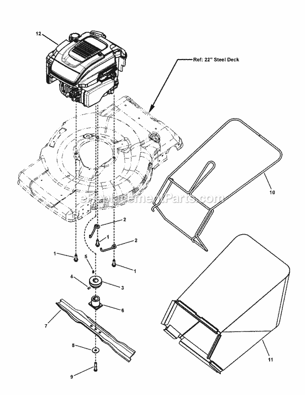 Snapper SPXV2270EFC Ropelled Electric Start Mower Engine Blade  Grass Bag Group Diagram