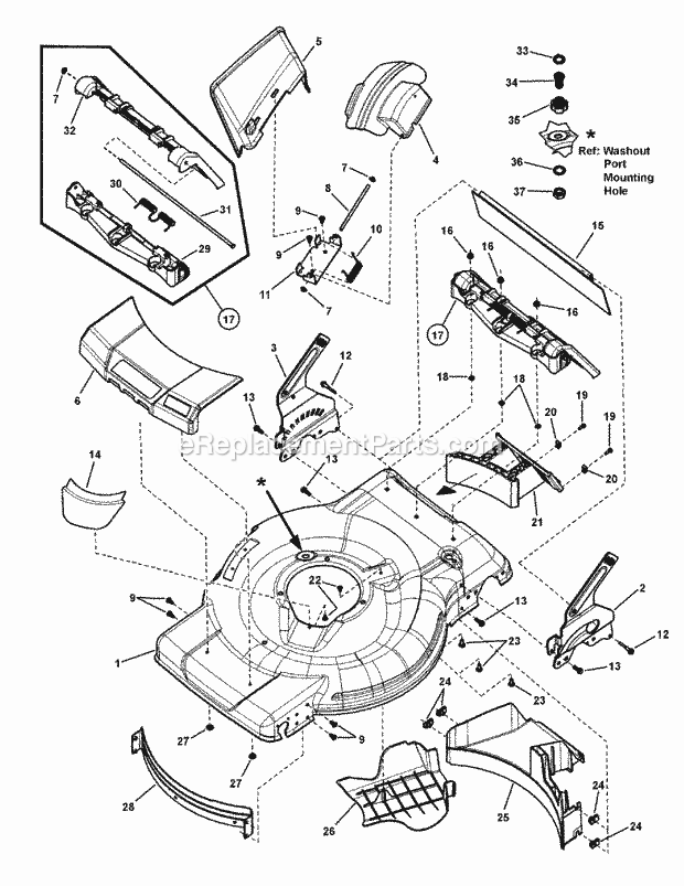 Snapper SPXV2270EFC Ropelled Electric Start Mower Mower Deck Group Diagram