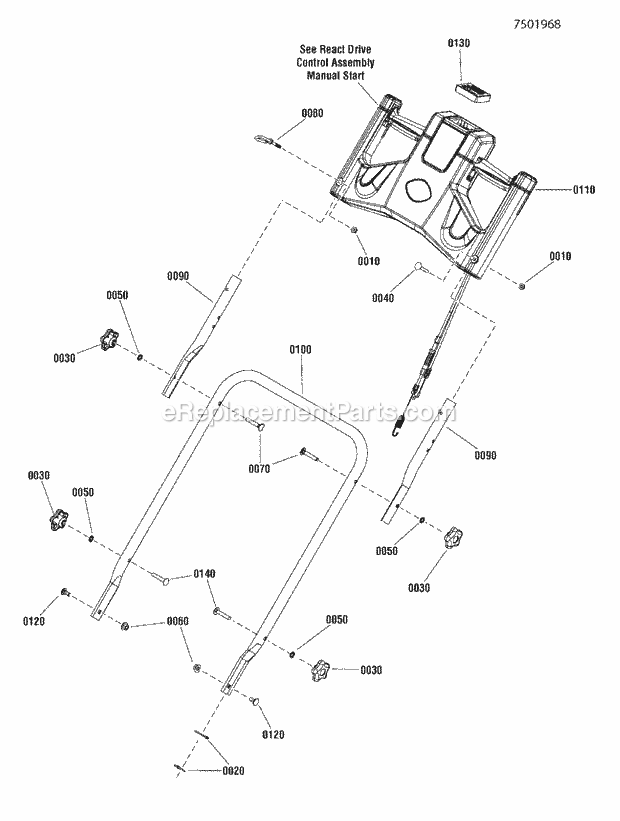 Snapper SPXV2270E Ropelled Electric Start Mower Handles  Controls Group - Manual Start Diagram