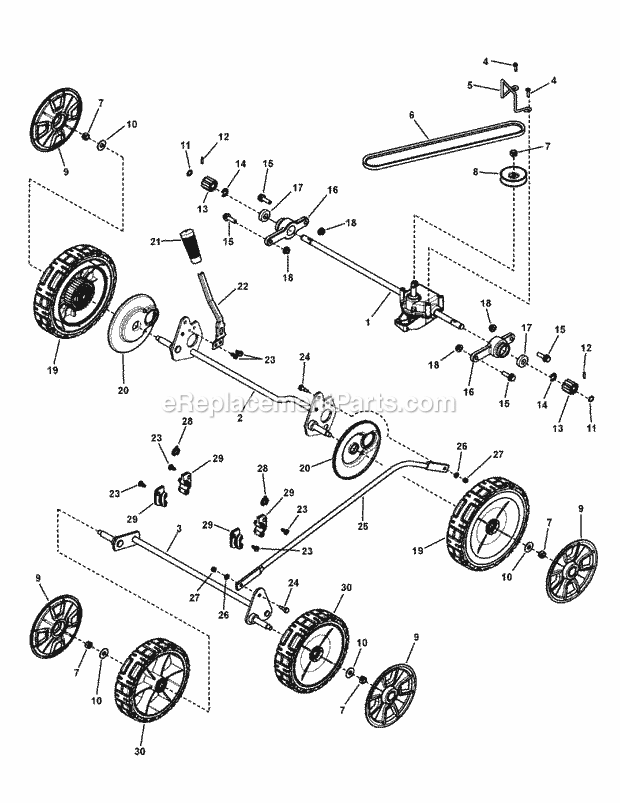Snapper SPXV2270E Ropelled Electric Start Mower Transmission  Wheels Group Diagram
