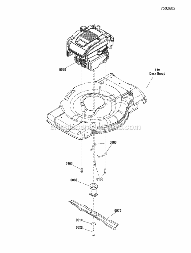 Snapper SPXV22725 Ropelled Manual Start Mower Engine Group Diagram