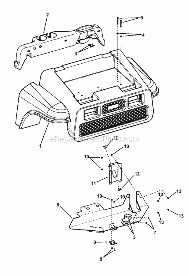 Snapper UVG1621BV (7085632) 16Hp Pwrlnk Turf Cruiser Utility Vehicle Series 1 Front Clip Group (Dash) Diagram