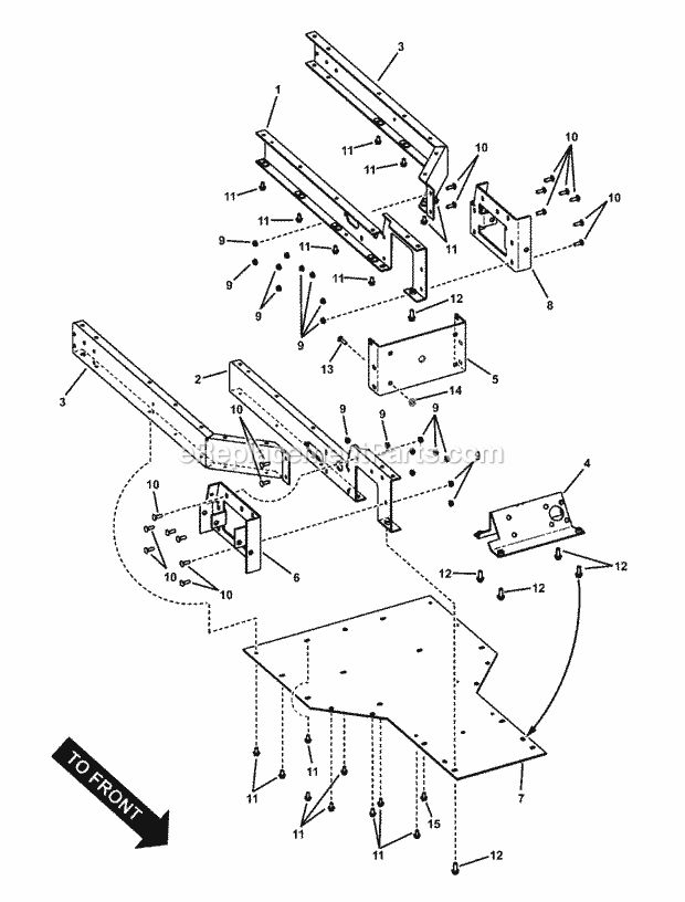 Snapper UVG1621BV (7085632) 16Hp Pwrlnk Turf Cruiser Utility Vehicle Series 1 Front Frame Group- Sub-Assembly Diagram