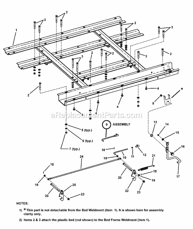 Snapper UVG1621BV (7085632) 16Hp Pwrlnk Turf Cruiser Utility Vehicle Series 1 Bed Assembly (Latch) Diagram