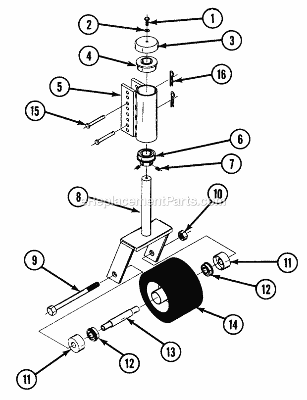 Snapper Z120T (82129) 12 Hp Chain Drive Ztr Series 0 Gage Wheel Assembly Diagram