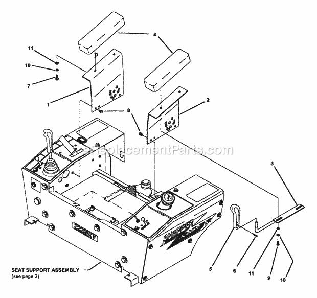 Snapper Z2205KV (80920) 22 Hp Hydrogear Drive Ztr Series 5 Arm Rest Assembly Diagram