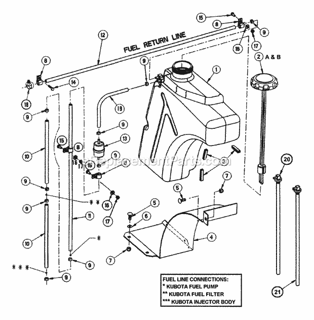 Snapper ZF2100DKU Rider Series 0 Fuel Tank Assembly Diagram