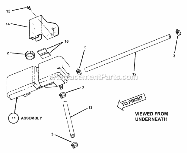 Snapper ZM2500KH Rider Series 0 Hydro Reservoir Assembly (Right Hand) Diagram