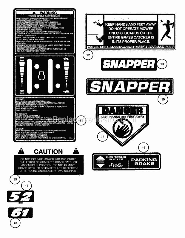 Snapper ZM2500KH Rider Series 0 Decals (Part 2) Diagram