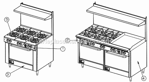 Southbend 348EE Range With Double Oven Base Valve Panel Base Panel And Drip Pan Diagram
