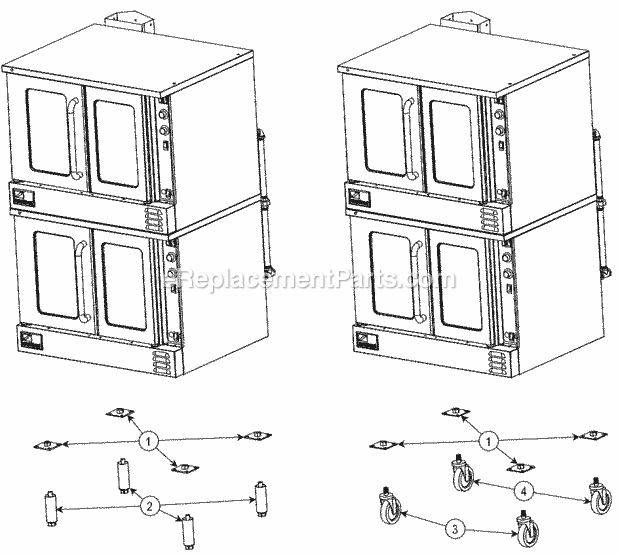 Southbend GS-12CCH Marathoner Gold Gas Convection Oven Leg Parts For Double-Deck Ovens Diagram