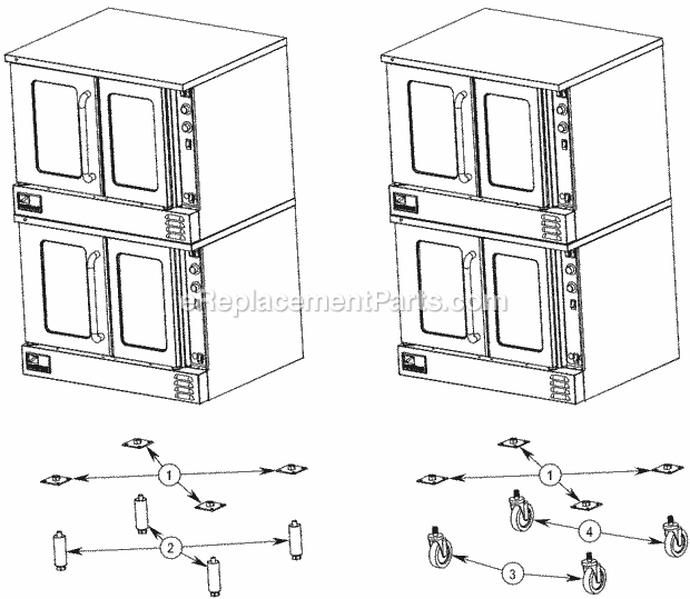 Southbend SLEB-20CCH SilverStar Electric Convection Oven Leg Parts For Double-Deck Ovens Diagram