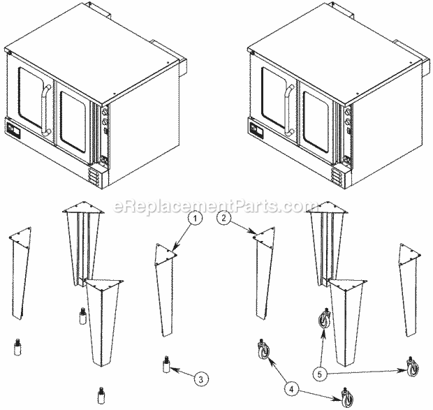 Southbend SLES-10CCH SilverStar Electric Convection Oven Leg Parts For Single-Deck Models Diagram