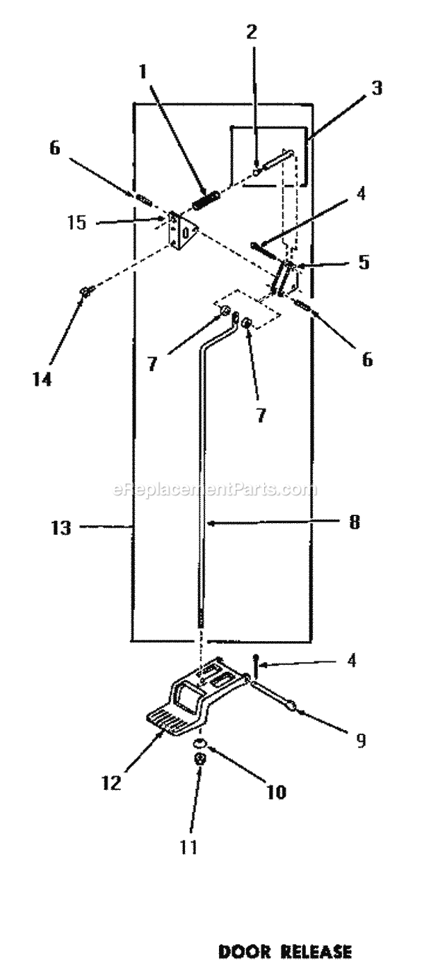 Speed Queen DG3341 Residential Domestic Dryer Door Release Diagram