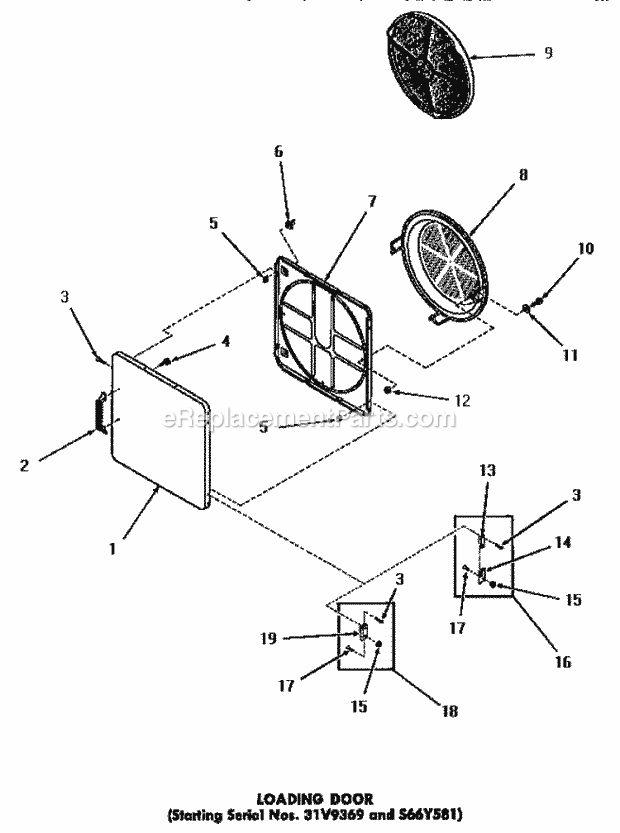 Speed Queen DG3341 Residential Domestic Dryer Loading Door Diagram