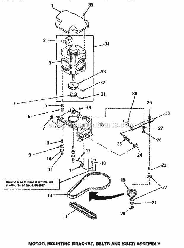 Speed Queen NA8631 Residential Home Laundry Automatic Washers Motor, Mtg Bracket, Belts & Idler Assy Diagram