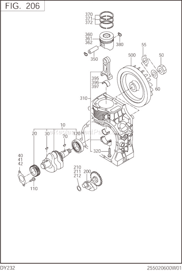 Subaru / Robin DY232BS7000 Engine Crankshaft,Piston Diagram