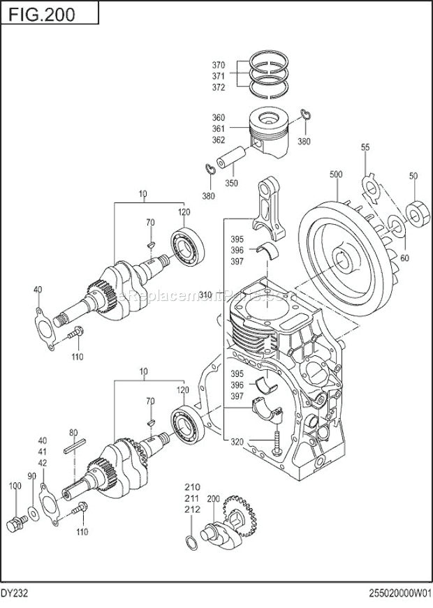 Subaru / Robin DY232DD0300 Engine Crankshaft,Piston Diagram