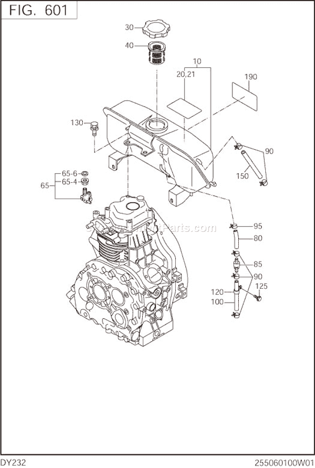 Subaru / Robin DY232DD1070 Engine Fuel Lubricant Diagram