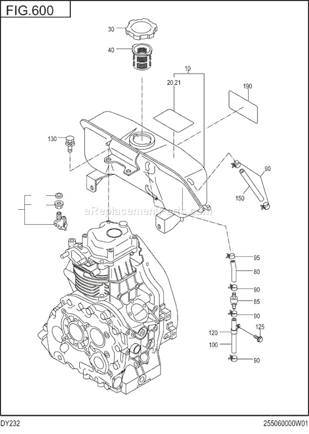 Subaru / Robin DY232DD1190 Engine Fuel Lubricant Diagram