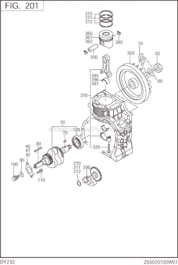 Subaru / Robin DY232DD5300 Engine Crankshaft,Piston Diagram