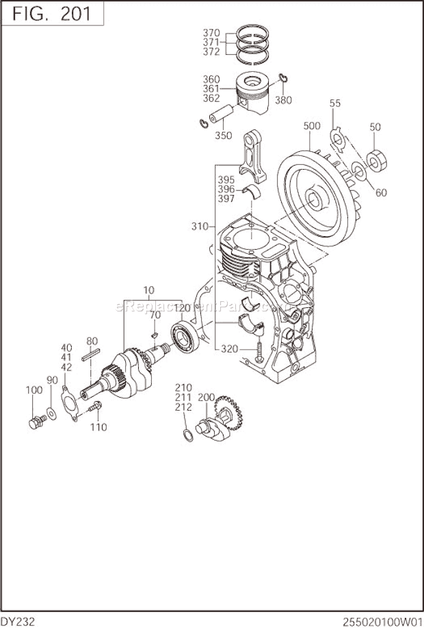Subaru / Robin DY232DD5450 Engine Crankshaft,Piston Diagram