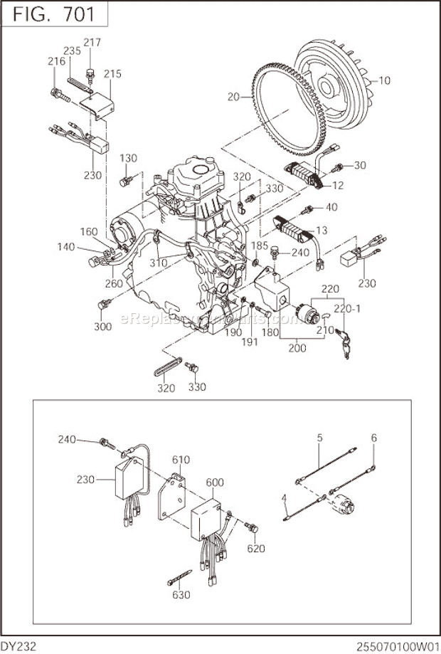 Subaru / Robin DY232DS5130 Engine Electric Device Diagram