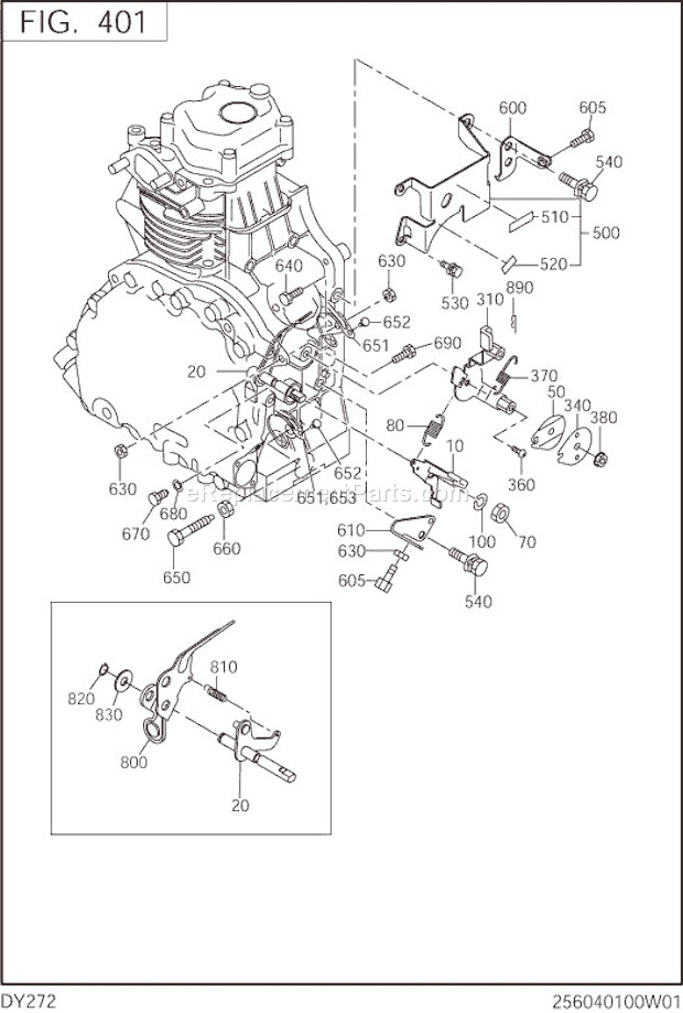 Subaru / Robin DY272DD0150 Engine Governor,Operation Diagram