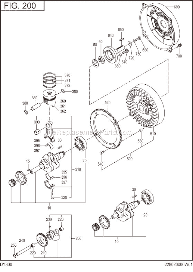 Subaru / Robin DY300B00060 Engine Crankshaft,Piston Diagram