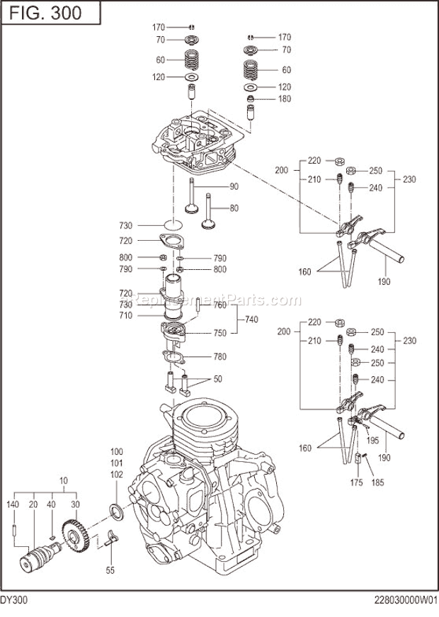 Subaru / Robin DY300DD0070 Engine Intake Exhaust Diagram
