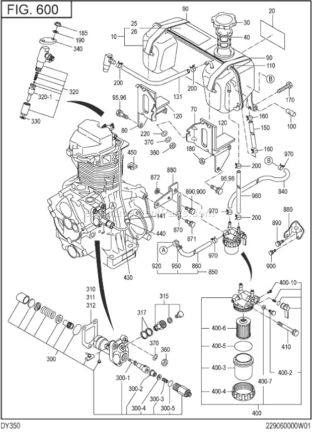 Subaru / Robin DY350BS0000 Engine Fuel,Lubricant Diagram