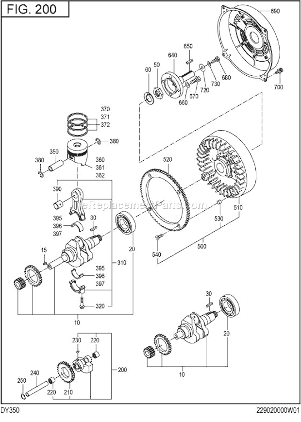 Subaru / Robin DY350DS0070 Engine Crankshaft,Piston Diagram