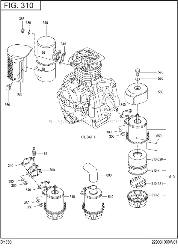 Subaru / Robin DY350DS0260 Engine Intake,Exhaust Group Diagram