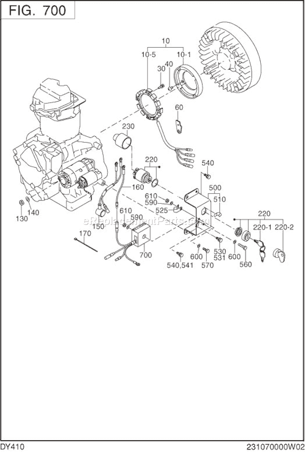 Subaru / Robin DY410DS1751 Engine Electric Device Diagram