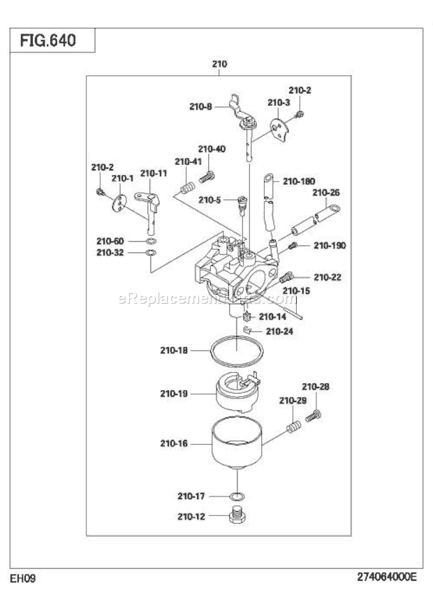 Subaru / Robin EH090D42020 Engine Carburetor Diagram