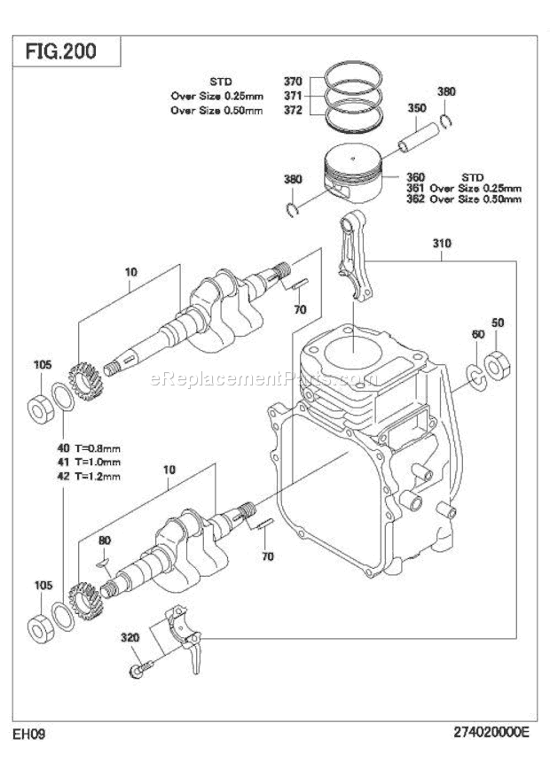 Subaru / Robin EH090D42100 Engine Crankshaft,Piston Gr Diagram