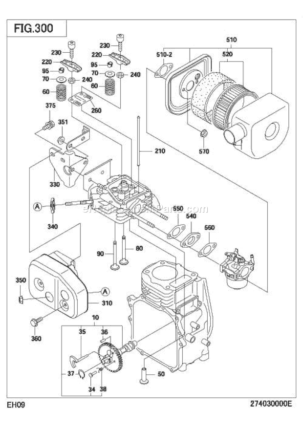Subaru / Robin EH090D42150 Engine Intake Exhaust Diagram