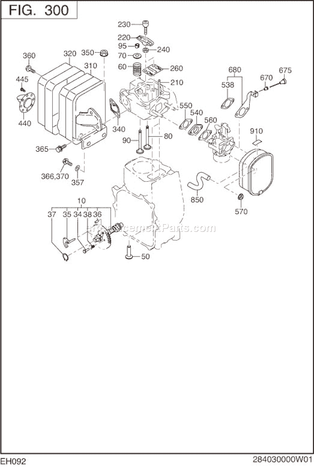 Subaru / Robin EH092F42000 Engine Intake Exhaust Diagram