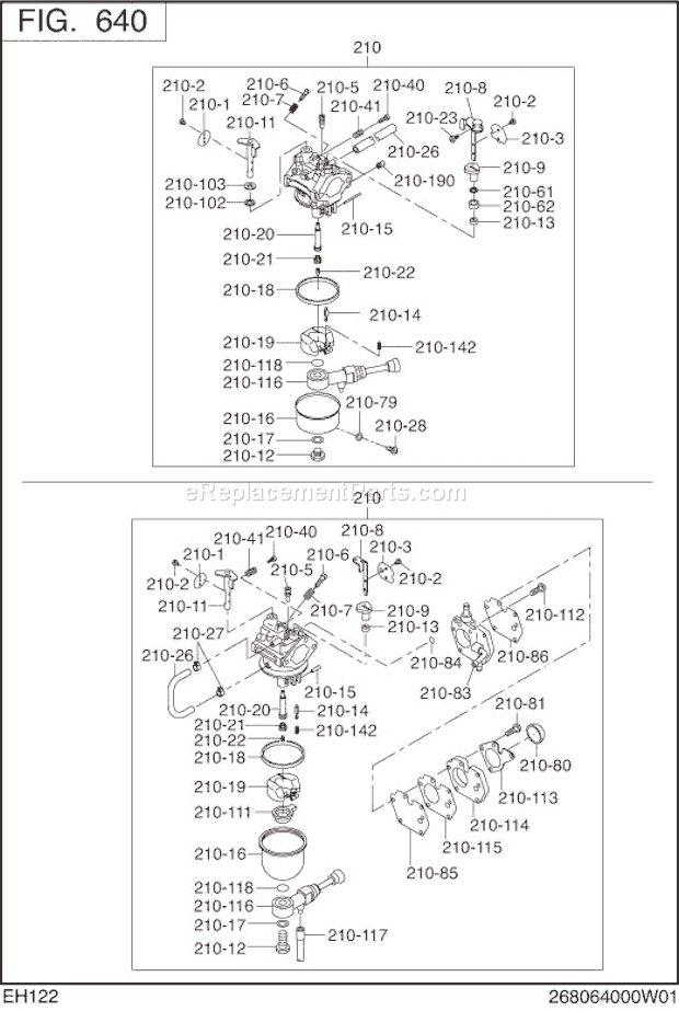 Subaru / Robin EH122B00050 Carburetor Diagram
