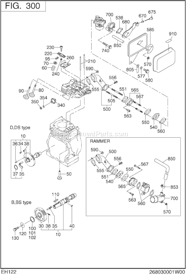 Subaru / Robin EH122B60300 Intake Exhaust Diagram