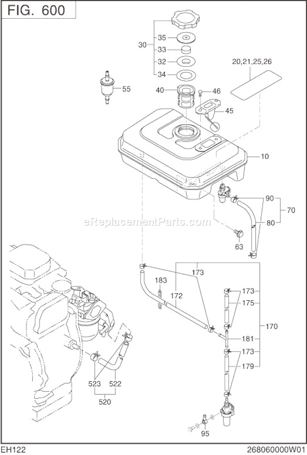 Subaru / Robin EH122B60300 Fuel Lubricant Diagram