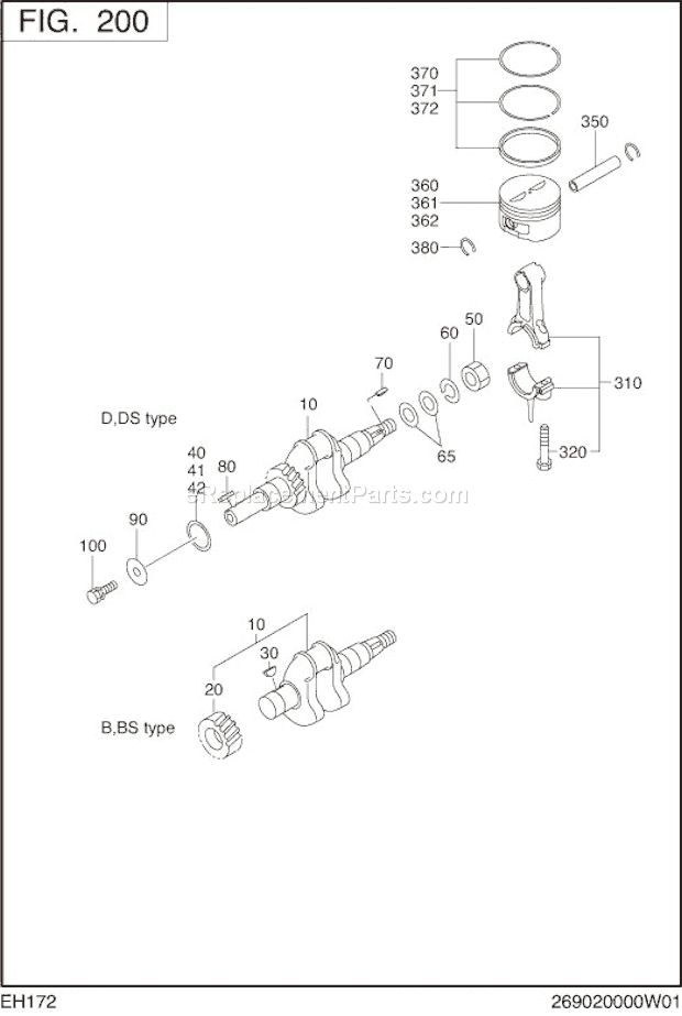 Subaru / Robin EH172B00060 Engine Crankshaft,Piston Diagram