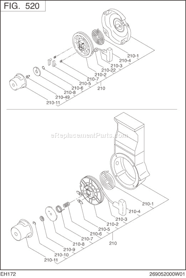 Subaru / Robin EH172D00540 Engine Page H Diagram