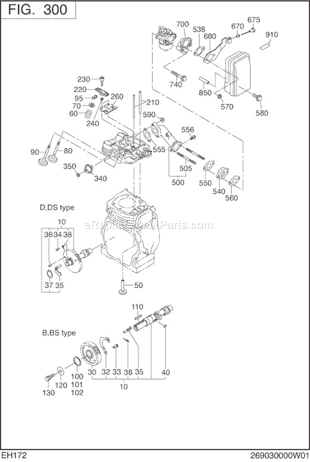 Subaru / Robin EH172D20010 Engine Intake Exhaust Diagram