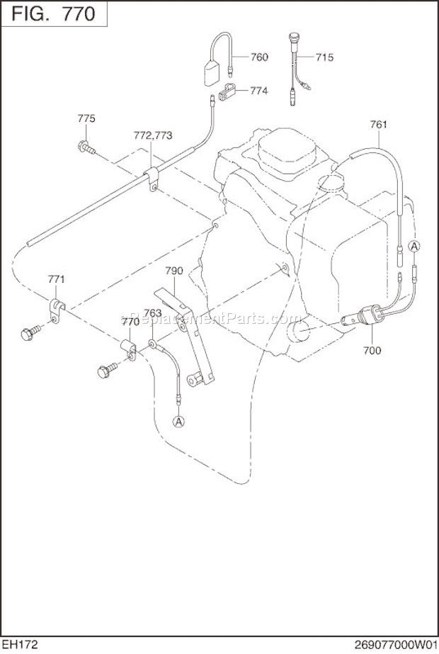 Subaru / Robin EH172D22020 Engine Oil Sensor Diagram