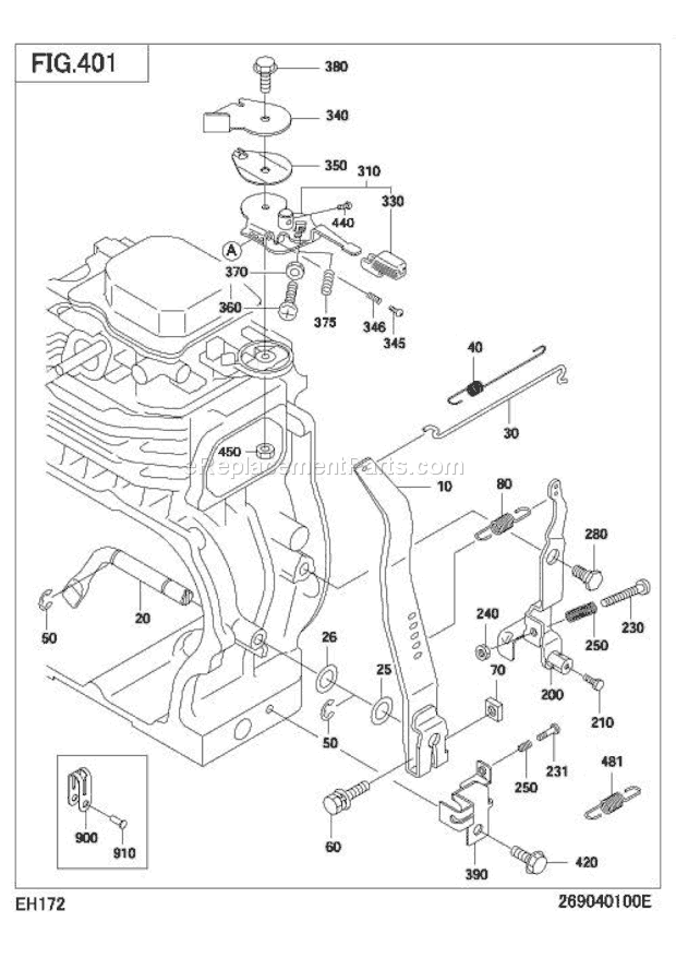 Subaru / Robin EH172D26510 Engine Governor,Operation Diagram